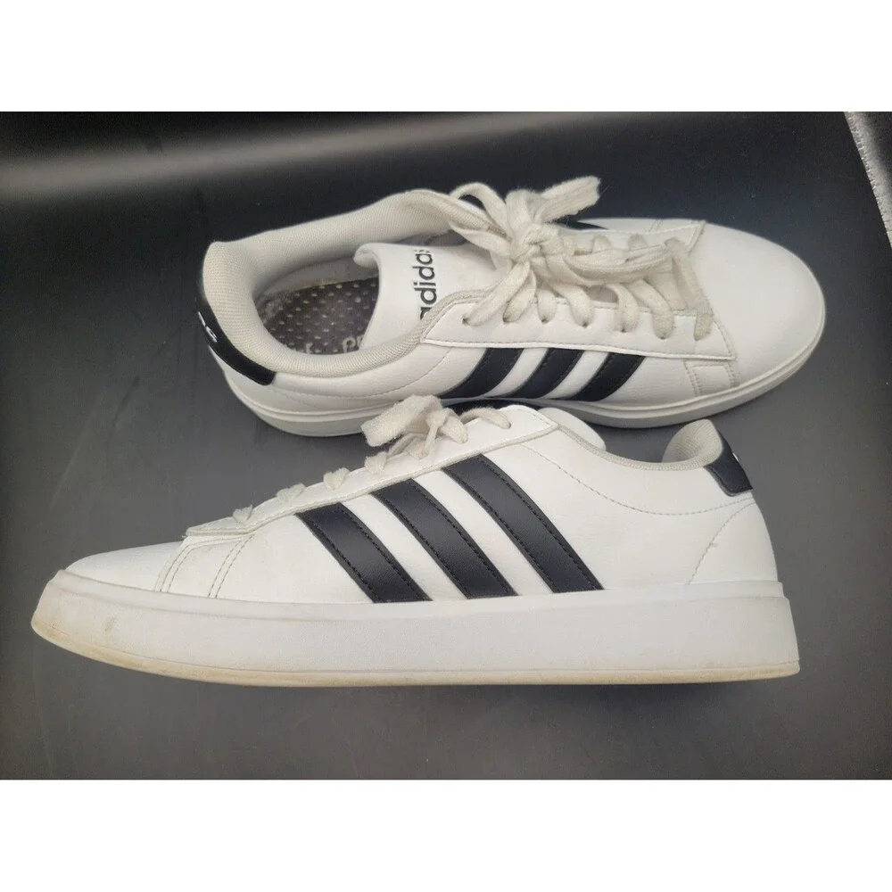 Adidas Grand Court 2.0 GW9214 Women's White Black Stripes Athletic Shoes US 8.5